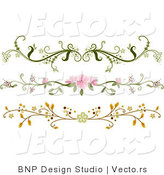 Vector of 3 Unique Ornate Floral Rule Dividers - Digital Border Collage by BNP Design Studio