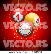 Vector of 3d Christmas Disco Balls Suspended over Red with Waves and Stars by Elaineitalia