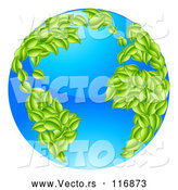Vector of 3d Earth with Leaf Continents, Featuring the Atlantic by AtStockIllustration