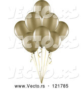 Vector of 3d Gold Party Balloons and Ribbons by KJ Pargeter
