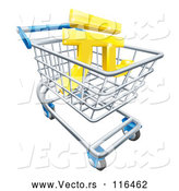 Vector of 3d Gold Yuan Currency Symbol in a Shopping Cart by AtStockIllustration