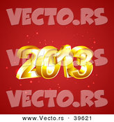 Vector of 3d Golden 2013 over Red Sparkling Background by Vectorace