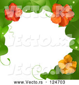 Vector of 3d Hibiscus Flower and Leaves Border by Elaineitalia