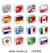 Vector of 3d Square Flag Icons with Chrome Edges by AtStockIllustration