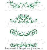 Vector of 4 Green Floral Border Designs - Digital Collage by Vector Tradition SM