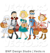 Vector of 5 Happy Kids Trick or Treating by BNP Design Studio