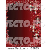 Vector of 5 Sparkling Red Christmas Disco Ball Ornaments Suspended over a Gradient Red Background by Elaineitalia