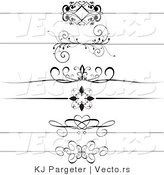 Vector of 6 Unique Black and White Decorative Header Border Rules - Digital Collage by KJ Pargeter