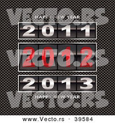 Vector of a 2011, 2012 and 2013 Counter with Happy New Year Text on Carbon Fiber Background by Michaeltravers