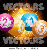 Vector of a 2013 Bingo Balls Exploding over Dark Background by Elaineitalia