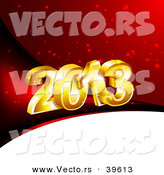 Vector of a 3d Golden 2013 over Red and White Christmas Background by Vectorace