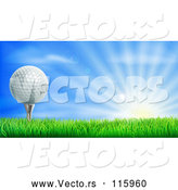 Vector of a 3d Golf Ball on Tee over Sunrise by AtStockIllustration