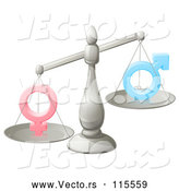 Vector of a 3d Silver Scale Balancing Human Gender Symbols by AtStockIllustration