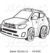 Vector of a 4 Door Car - Coloring Page Outline by Toonaday