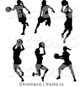 Vector of a 6 Unique Female Basketball Player - Silhouettes by Chromaco
