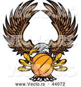 Vector of a Bald Eagle Flying with a Basketball Within Its Talons by Chromaco