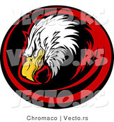 Vector of a Bald Eagle Within Red and Black Circle by Chromaco