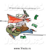 Vector of a Bank Robber Running with Money, Bullets Flying past by Toonaday