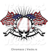 Vector of a Baseball with 2 American Flags and a Banner with Stars by Chromaco