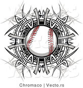 Vector of a Baseball Within Tribal Design by Chromaco