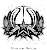 Vector of a Basketball Lotus Icon - Grayscale by Chromaco