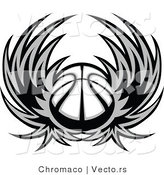 Vector of a Basketball with Wings - Grayscale by Chromaco