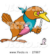 Vector of a Big Bird Ready to Dine on a Worm by Toonaday