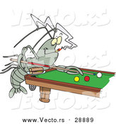 Vector of a Billiards Playing Crawdad - Cartoon Style by Toonaday