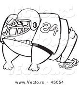 Vector of a Black and White Lineart Huge American Football Lineman Player by Toonaday