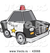 Vector of a Black and White Police Car with a Red Siren on the Roof by Toonaday