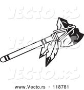 Vector of a Black and White Tomahawk with Feathers by Johnny Sajem