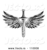 Vector of a Black and White Winged Sword by AtStockIllustration