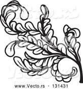 Vector of a Black Curly Branch of Leaves and Stems by AtStockIllustration