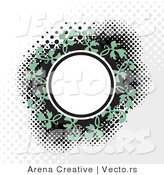 Vector of a Blank Circle Within Green Vines on a Dotted Background by Arena Creative