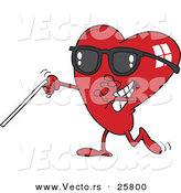Vector of a Blind Cartoon Love Heart Mascot by Toonaday