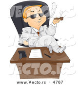 Vector of a Blond Business Man with His Feet up on His Desk, Smoking a Pipe by BNP Design Studio
