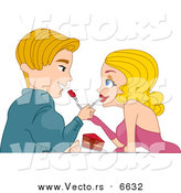Vector of a Blond Caucasian Couple Feeding Each Other Cake by BNP Design Studio