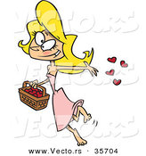 Vector of a Blond Girl Tossing Love Heart Confetti into the Air by Toonaday