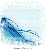 Vector of a Blue Background with Diagonal Vines and Grunge Border by Dero