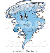 Vector of a Blue Cartoon Tornado Mascot Grinning and Spinning by Visekart