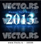 Vector of a Blue Happy New Year 2013 with Fireworks in Background by Dero
