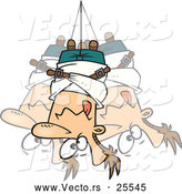 Vector of a Bound Cartoon Man Hanging Upside down from a Rope in a Straitjacket by Toonaday