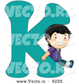 Vector of a Boy Beside Alphabet Letter K by BNP Design Studio