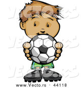 Vector of a Boy Holding Soccer Ball - Cartoon Style by Chromaco