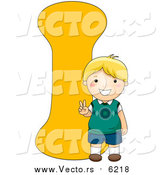 Vector of a Boy Smiling Beside Alphabet Letter I by BNP Design Studio