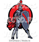 Vector of a Brave Knight Standing with Shield and Sword by Chromaco