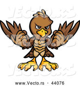 Vector of a Brown Cartoon Eagle Mascot Holding up Its Wings by Chromaco