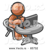 Vector of a Brown Character Working on Laptop at Table by Leo Blanchette