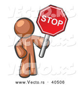 Vector of a Brown Man Holding a Red Stop Sign by Leo Blanchette