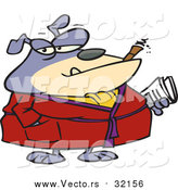 Vector of a Bulldog Smoking a Cigar in His Robe by Toonaday